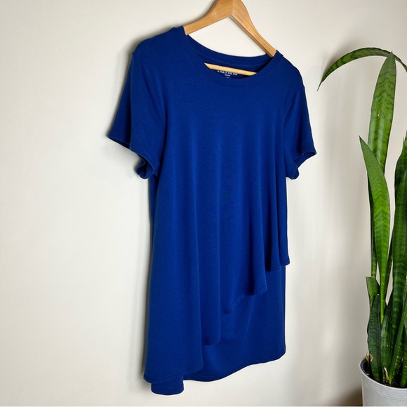 A Pea in a Pod Blue Super Soft Short Sleeve Layered Tulip Nursing Tee Shirt - M - Picture 4 of 9
